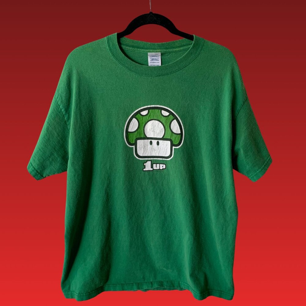 Vintage 2003 Super Mario 1-Up Nintendo Video Game T-Shirt Large Retro Gamer Tee